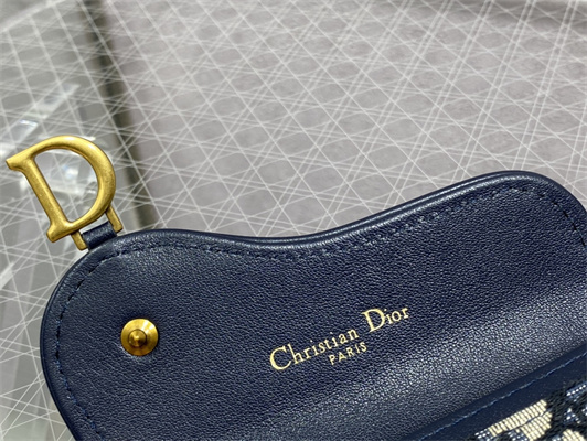 CD Saddle Coin Purse Blue Dior Oblique Jacquard