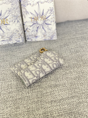 CD Saddle Card Holder Gray Dior Oblique Jacquard S5610