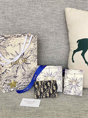 CD Saddle Card Holder Blue Dior Oblique Jacquard S5610