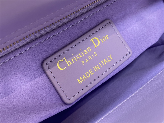 CD Mini Lady Dior Bag Cannage Lambskin Gold Tone Metal Lt Purple