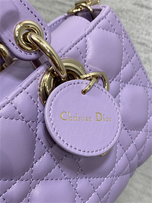 CD Small Lady D-Joy Bag Cannage Lambskin Gold Tone Metal Lt Purple