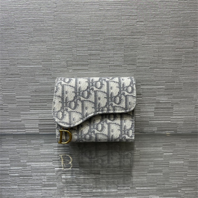 CD Saddle Lotus Wallet Gray Dior Oblique Jacquard