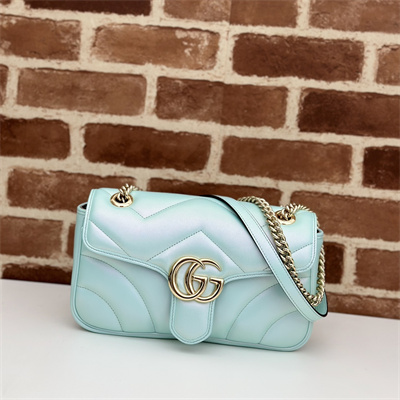 Gucci GG MARMONT Medium Shoulder Bag Lt Blue iridescent 443497