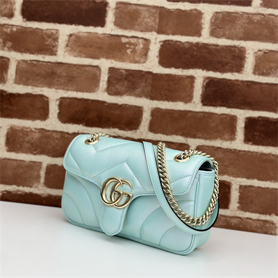 Gucci GG MARMONT Medium Shoulder Bag Lt Blue iridescent 443497