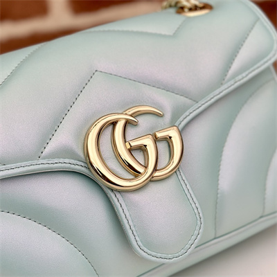 Gucci GG MARMONT Medium Shoulder Bag Lt Blue iridescent 443497