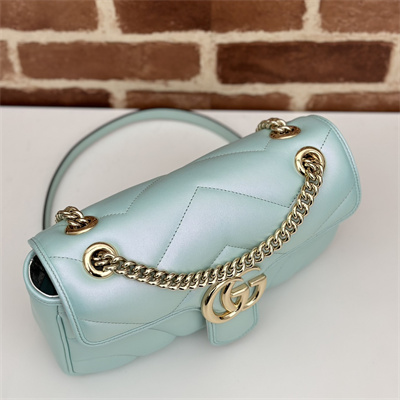 Gucci GG MARMONT Medium Shoulder Bag Lt Blue iridescent 443497