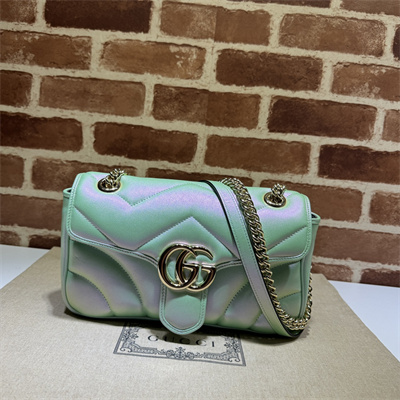 Gucci GG MARMONT Medium Shoulder Bag Lt Green iridescent 443497