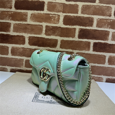 Gucci GG MARMONT Medium Shoulder Bag Lt Green iridescent 443497