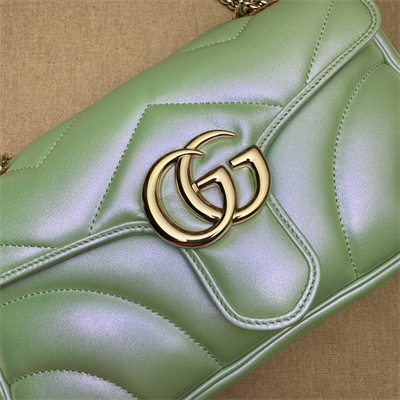 Gucci GG MARMONT Medium Shoulder Bag Lt Green iridescent 443497
