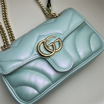Gucci GG MARMONT Small  Shoulder Bag Lt Blue iridescent 446744