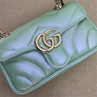 Gucci GG MARMONT Small  Shoulder Bag Lt Green iridescent 446744