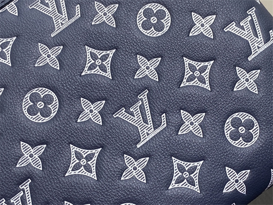 L.V Pochette To-Go Monogram Shadow Calfskin Leather Ink Blue/White