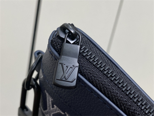 L.V Pochette To-Go Monogram Shadow Calfskin Leather Ink Blue/White