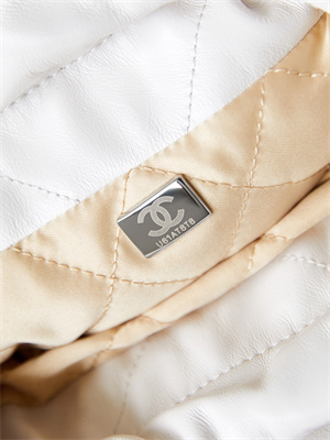 Cha.nel 22 Mini Handbag Shiny Calfskin Rainbow Metal White AS3980