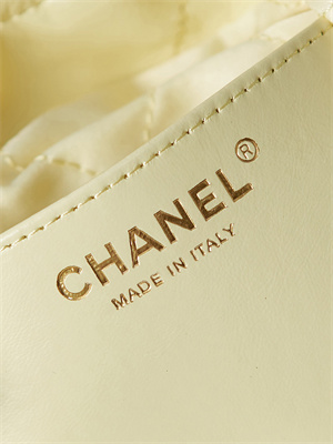 Cha.nel 22 Mini Handbag Shiny Calfskin Gold Tone Metal Yellow AS3980