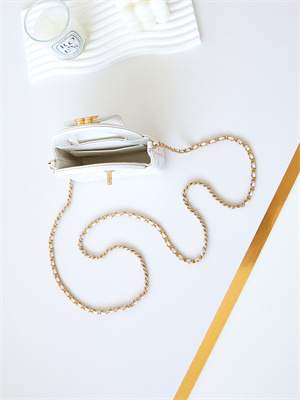 Chanel Clutch With Chain Shiny Aged Calfskin Gold-Tone Metal White AP3435