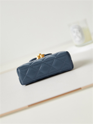 Chanel Clutch With Chain Shiny Aged Calfskin Gold-Tone Metal Dk Blue AP3435