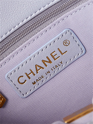 Chanel Hobo Handbag Shiny calfskin Gold Tone Metal Blue AS4743