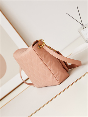 Chanel Large Hobo Handbag Shiny calfskin Gold Tone Metal Pink AS4668