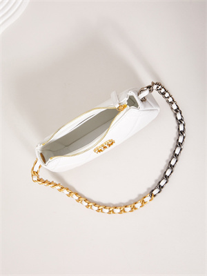 CHANEL 19 CLUTCH WITH CHAIN Shiny Lambskin, Gold-Tone, Silver-Tone & Ruthenium-Finish Metal White AP3763