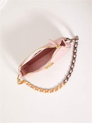 CHANEL 19 CLUTCH WITH CHAIN Shiny Lambskin, Gold-Tone, Silver-Tone & Ruthenium-Finish Metal Pink AP3763