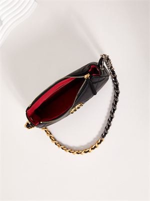 CHANEL 19 CLUTCH WITH CHAIN Shiny Lambskin, Gold-Tone, Silver-Tone & Ruthenium-Finish Metal Black AP3763