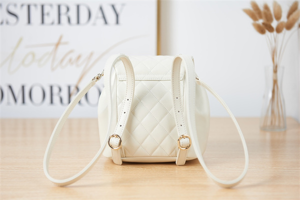 Cha.nel Duma Backpack Lambskin Gold Tone Metal White AS2908