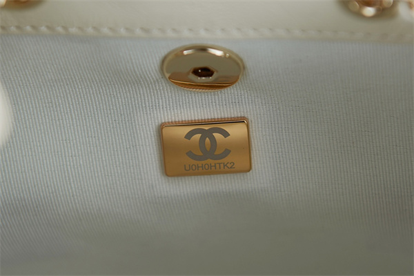 Cha.nel Duma Backpack Calfskin Gold Tone Metal White AS2908