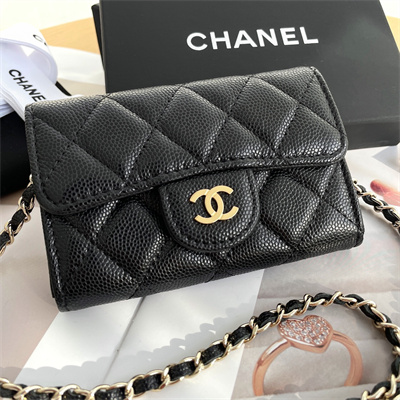 Chanel Belt bag With Chain Grained Calfskin Gold Tone Metal Black Color A81081