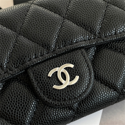 Chanel Belt bag With Chain Grained Calfskin Silver Tone Metal Black Color A81081