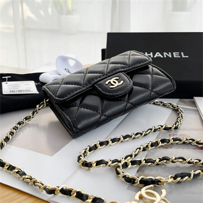 Chanel Belt bag With Chain Lambskin Gold Tone Metal Black Color A81081