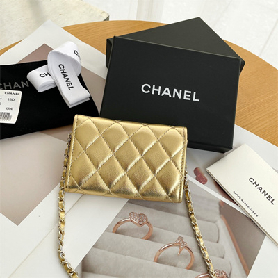 Chanel Belt bag With Chain Metallic Lambskin Gold Tone Metal Gold Color A81081