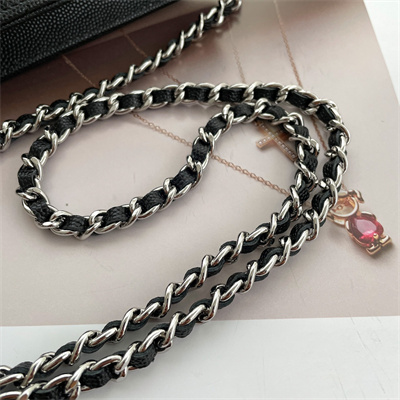 Chanel Wallet On Chain Grained Calfskin Silver Tone Metal Black AP3839