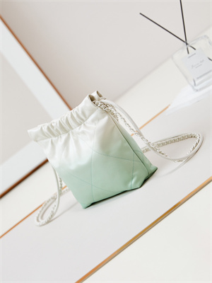 Cha.nel 22 Mini Handbag Shiny Calfskin Gradient White/Green AS3980