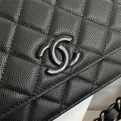 Chanel Wallet On Chain Grained Calfskin Black Tone Metal Black A81059