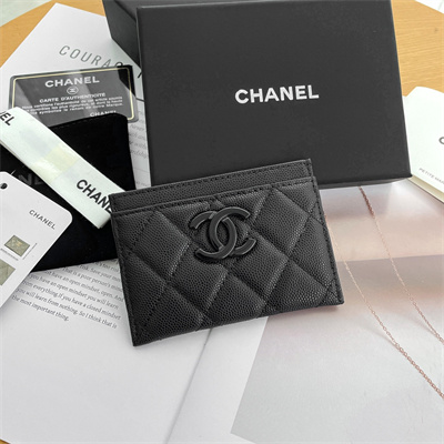 Chanel Classic Card Holder Grained Calfskin Black Tone Metal Black AP1967
