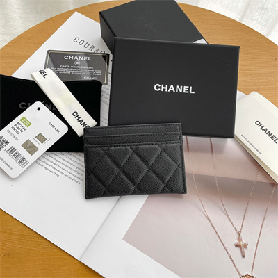 Chanel Classic Card Holder Grained Calfskin Black Tone Metal Black AP1967