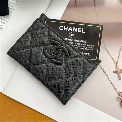 Chanel Classic Card Holder Grained Calfskin Black Tone Metal Black AP1967