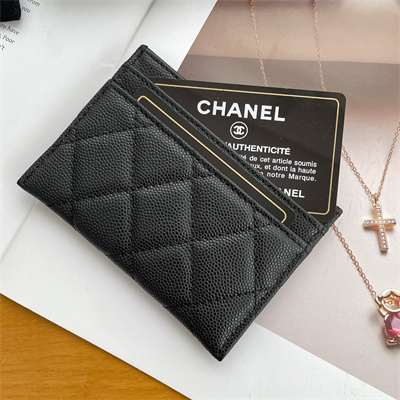 Chanel Classic Card Holder Grained Calfskin Black Tone Metal Black AP1967