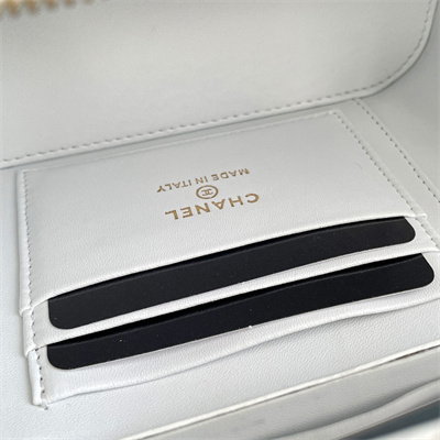 Chanel Vanity Case With Chain Lambskin Gold Tone Metal White AP2199