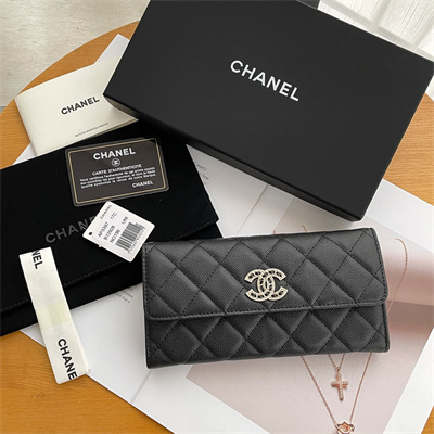 Chanel Long Flap Wallet Grained Calfskin Black AP2740