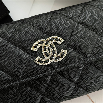Chanel Long Flap Wallet Grained Calfskin Black AP2740