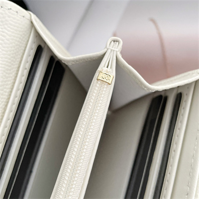 Chanel Long Flap Wallet Grained Calfskin White AP3396
