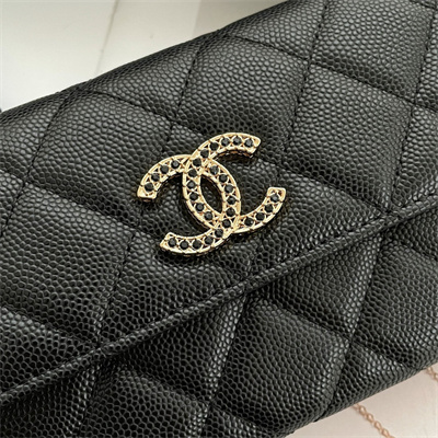 Chanel Long Flap Wallet Grained Calfskin Black AP3396