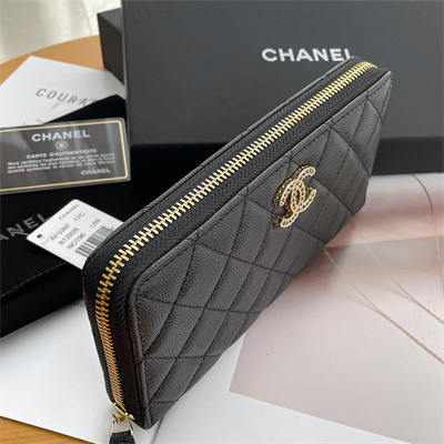 Chanel Long Zippy Wallet Grained Calfskin Black AP3397