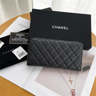 Chanel Long Zippy Wallet Grained Calfskin Black AP3397
