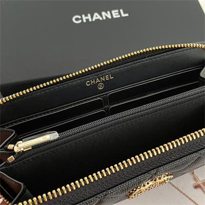 Chanel Long Zippy Wallet Grained Calfskin Black AP3397
