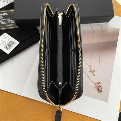 Chanel Long Zippy Wallet Grained Calfskin Black AP3397