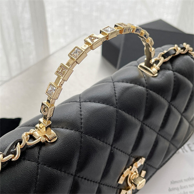 Chanel Clutch With Chain Lambskin Gold Tone Metal Black AP3797