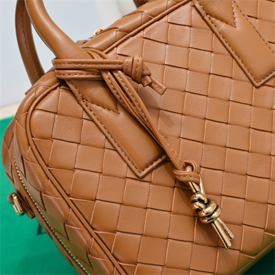 BV Small Getaway Top Handle Bag Lambskin Dk Praline